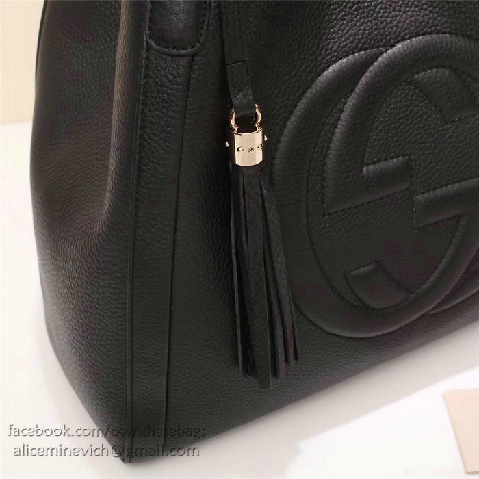 Gucci Soho Leather Medium Tote Bag Black 282309