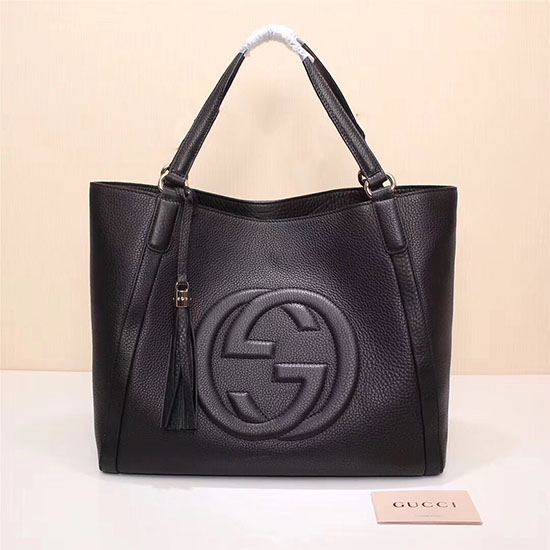 Gucci Soho Leather Medium Tote Bag Black 282309