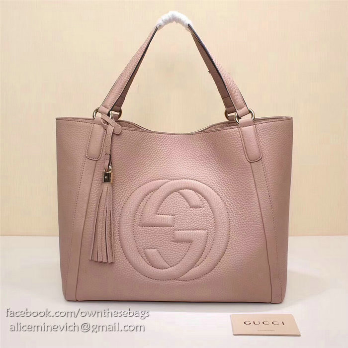 Gucci Soho Leather Medium Tote Bag Light Pink 282309