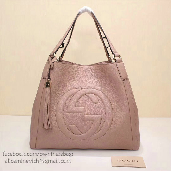 Gucci Soho Leather Medium Tote Bag Light Pink 282309