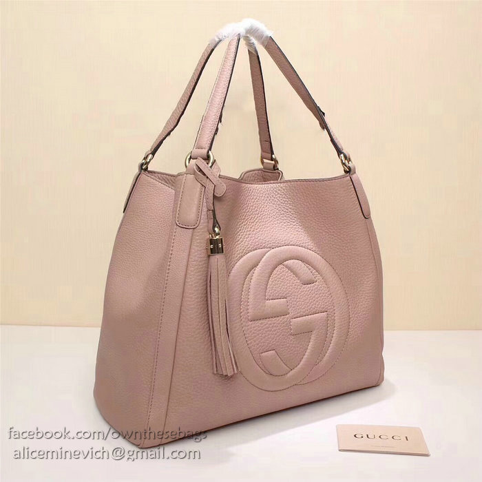 Gucci Soho Leather Medium Tote Bag Light Pink 282309