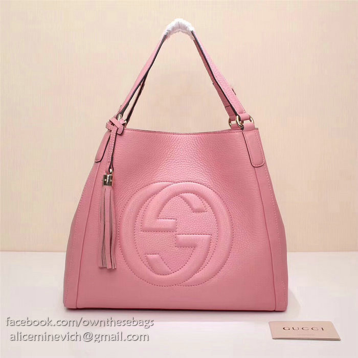 Gucci Soho Leather Medium Tote Bag Pink 282309