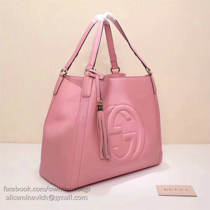 Gucci Soho Leather Medium Tote Bag Pink 282309