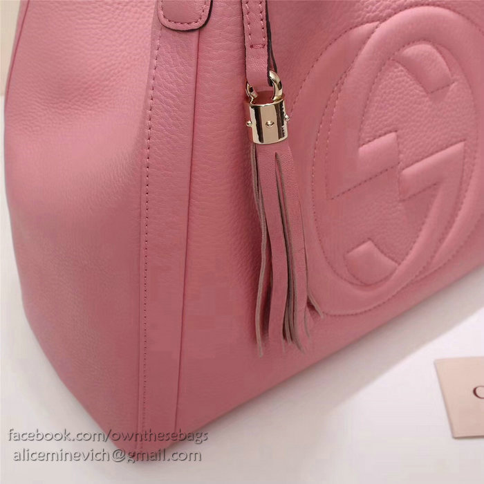 Gucci Soho Leather Medium Tote Bag Pink 282309