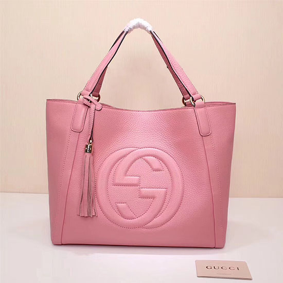 Gucci Soho Leather Medium Tote Bag Pink 282309