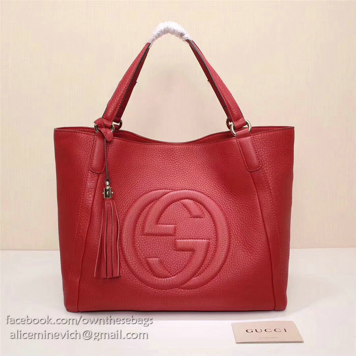 Gucci Soho Leather Medium Tote Bag Red 282309