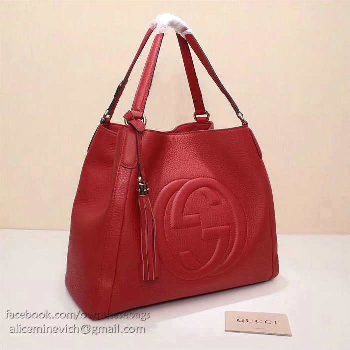 Gucci Soho Leather Medium Tote Bag Red 282309