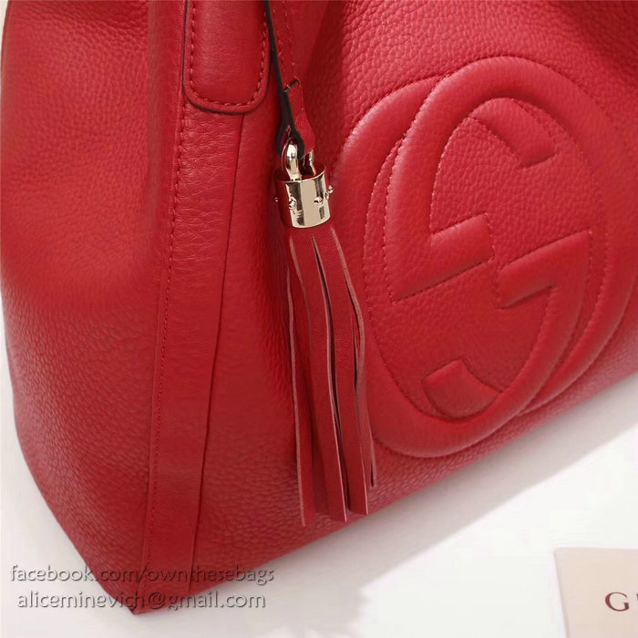 Gucci Soho Leather Medium Tote Bag Red 282309