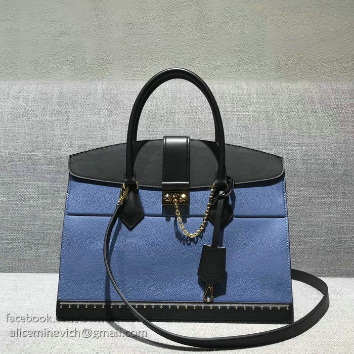 Louis Vuitton Calfskin Cour Marly MM Blue M51651