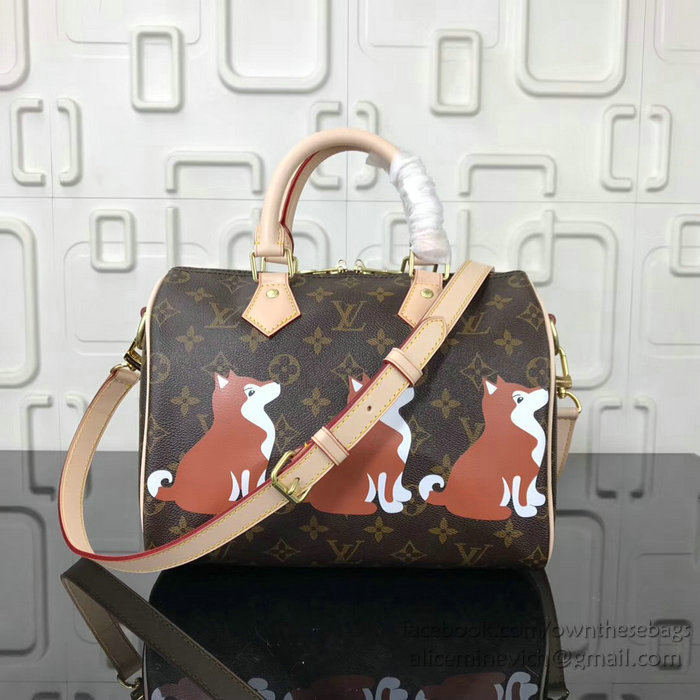 Louis Vuitton Dog Print Speedy Bandouliere 25 M41113