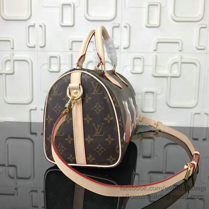 Louis Vuitton Dog Print Speedy Bandouliere 25 M41113