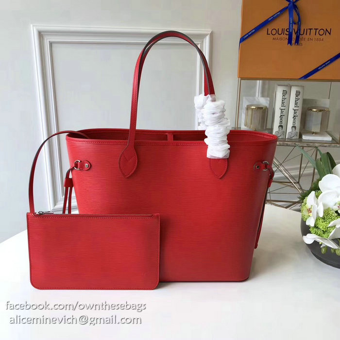 Louis Vuitton Epi Leather Neverfull MM Red M54185