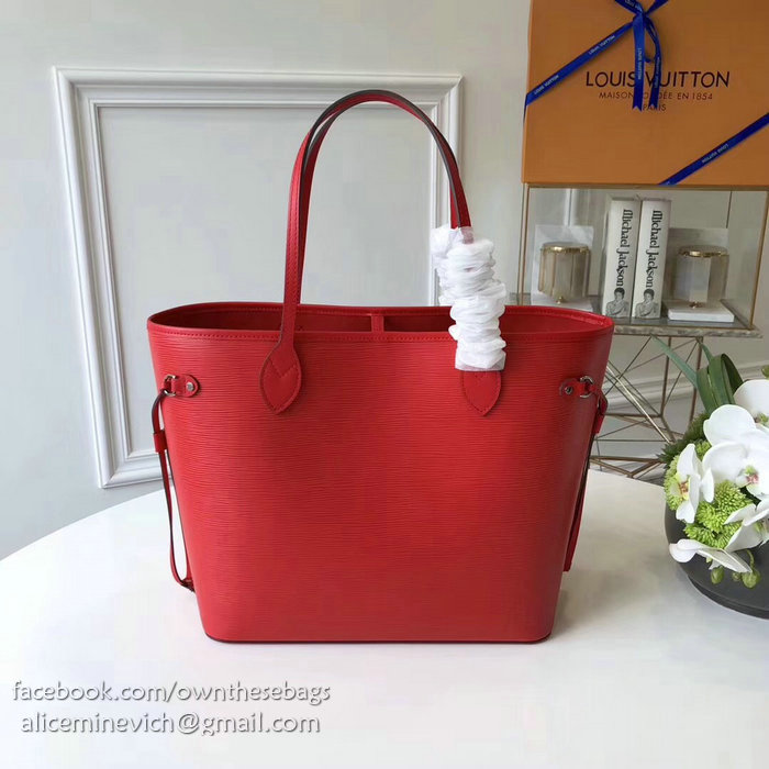 Louis Vuitton Epi Leather Neverfull MM Red M54185