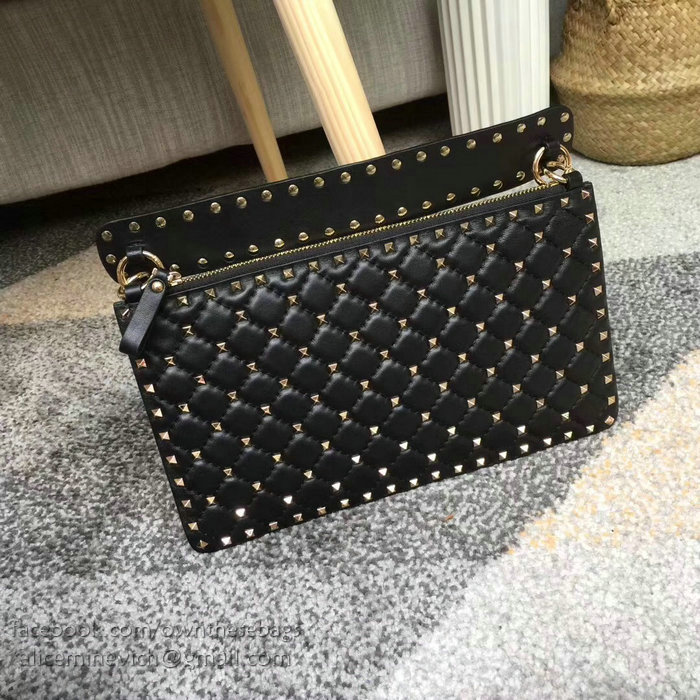 Valentino Garavani Rockstud Spike Clutch Bag Black V0177