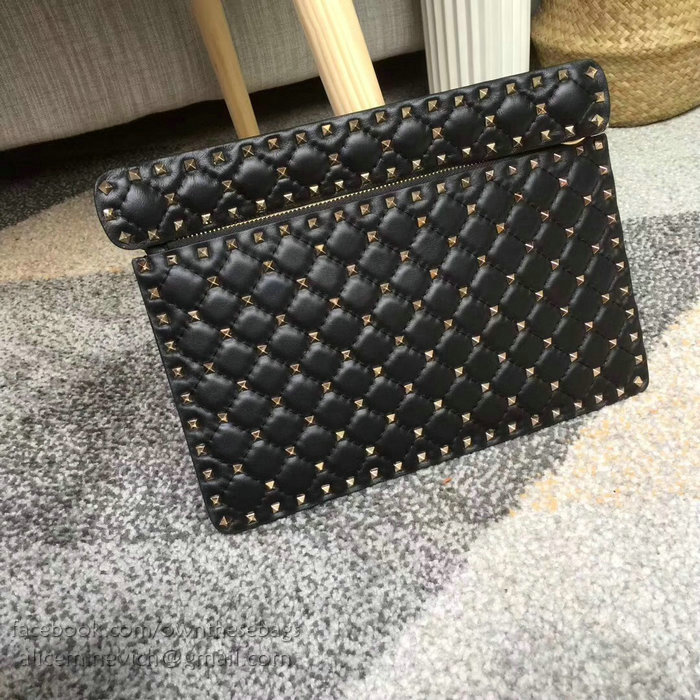 Valentino Garavani Rockstud Spike Clutch Bag Black V0177