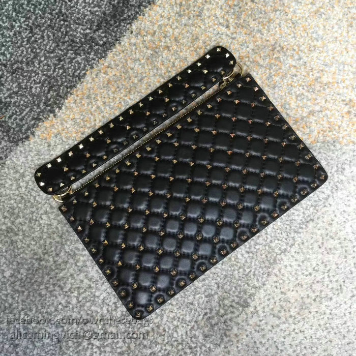 Valentino Garavani Rockstud Spike Clutch Bag Black V0177