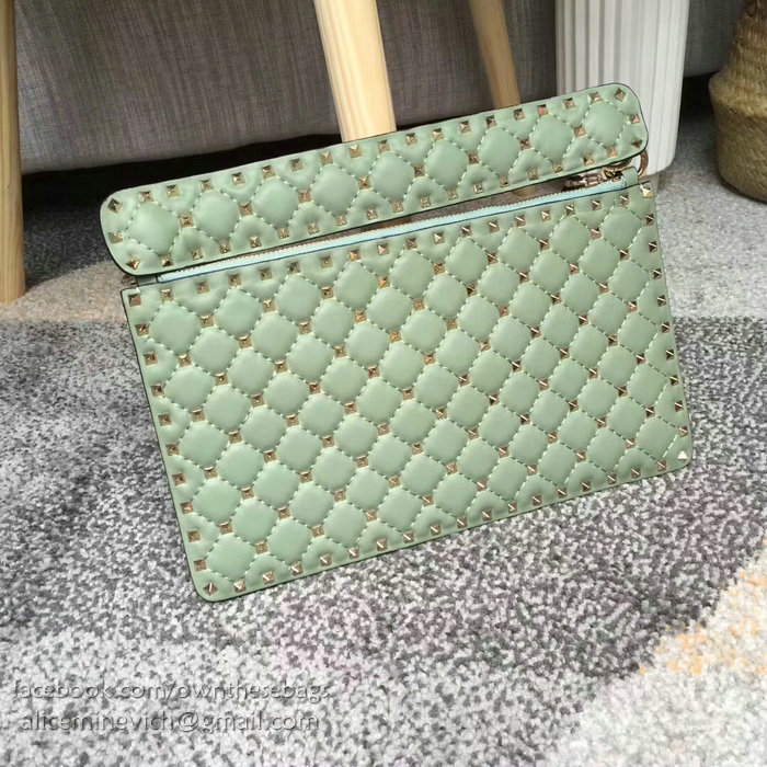 Valentino Garavani Rockstud Spike Clutch Bag Green V0177