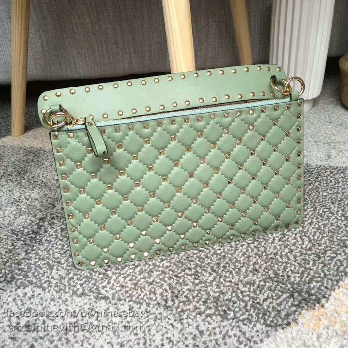 Valentino Garavani Rockstud Spike Clutch Bag Green V0177