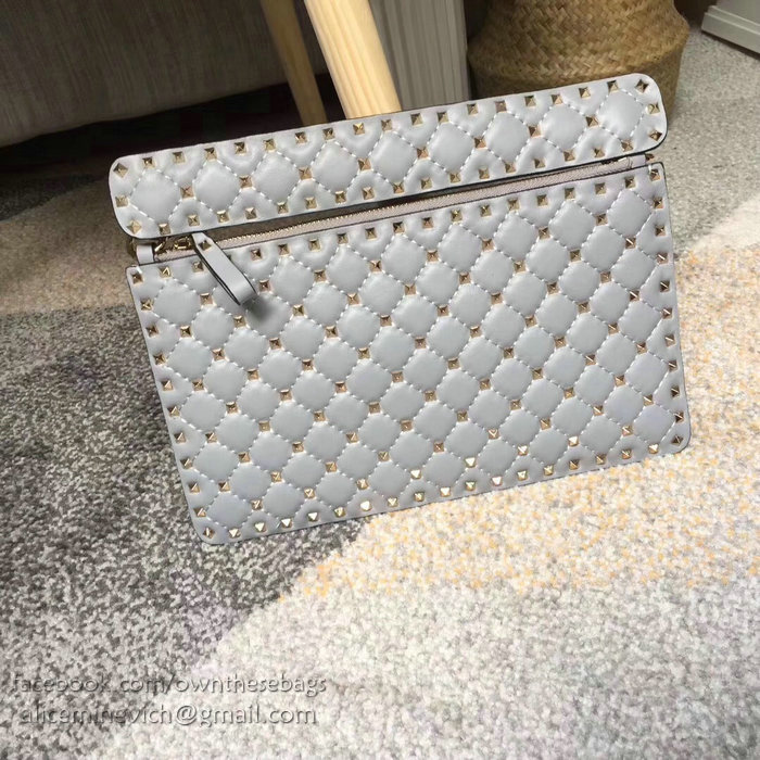 Valentino Garavani Rockstud Spike Clutch Bag Light Blue V0177