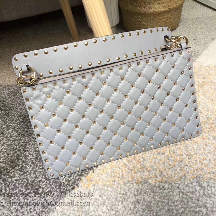 Valentino Garavani Rockstud Spike Clutch Bag Light Blue V0177