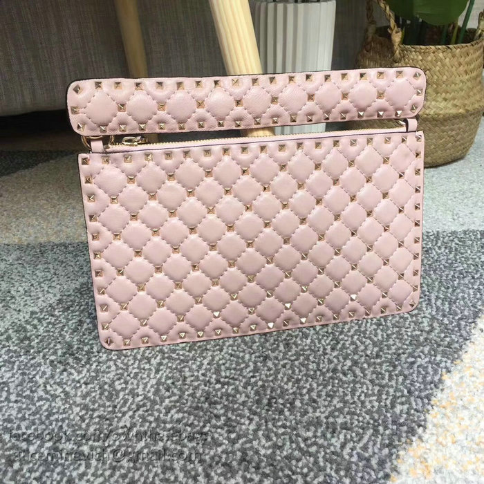 Valentino Garavani Rockstud Spike Clutch Bag Pink V0177