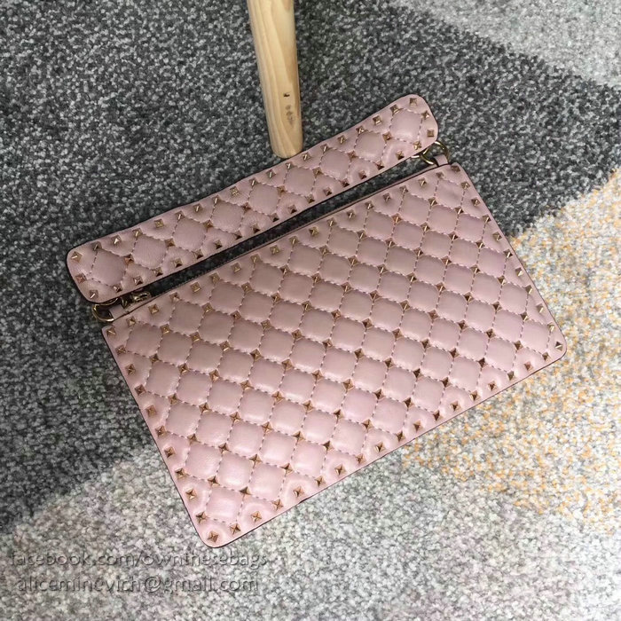 Valentino Garavani Rockstud Spike Clutch Bag Pink V0177