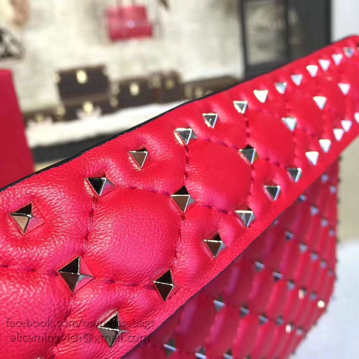 Valentino Garavani Rockstud Spike Clutch Bag Red V0177