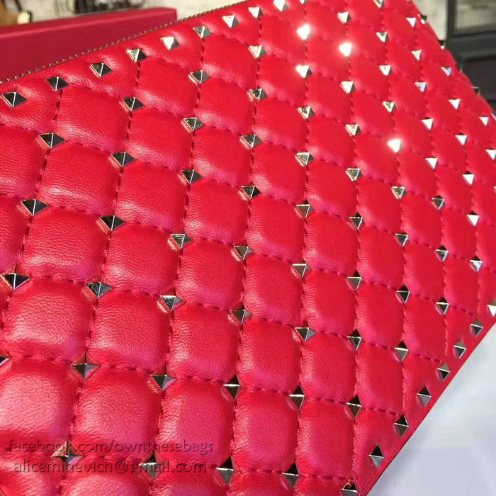 Valentino Garavani Rockstud Spike Clutch Bag Red V0177