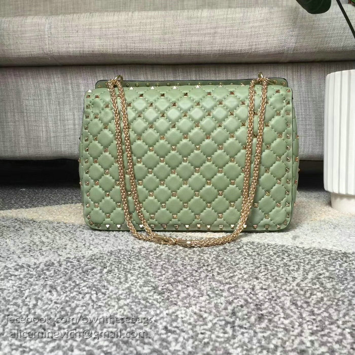 Valentino Lambskin Garavani Rockstud Spike Chain Bag Light Green V0121