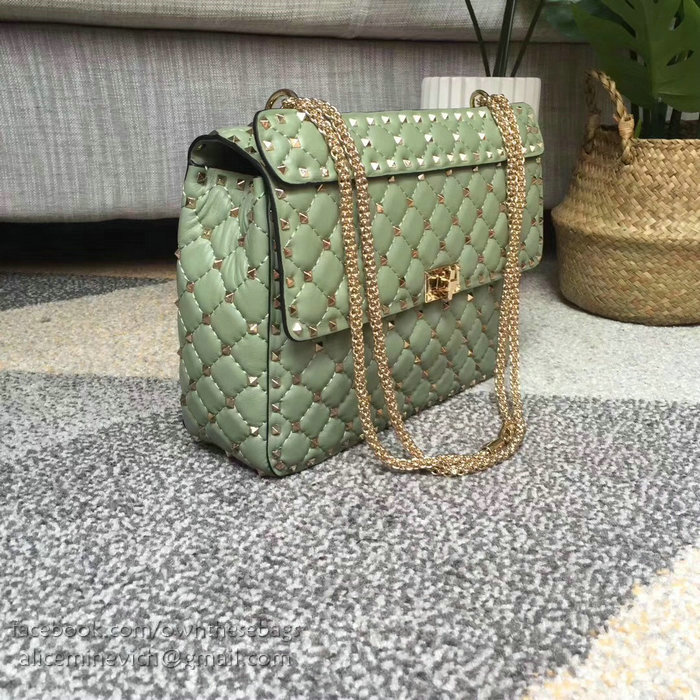 Valentino Lambskin Garavani Rockstud Spike Chain Bag Light Green V0121