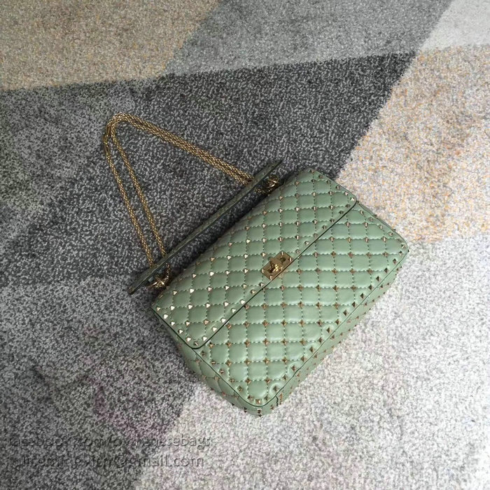 Valentino Lambskin Garavani Rockstud Spike Chain Bag Light Green V0121