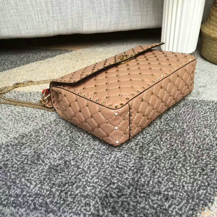 Valentino Lambskin Garavani Rockstud Spike Chain Bag Nude V0121