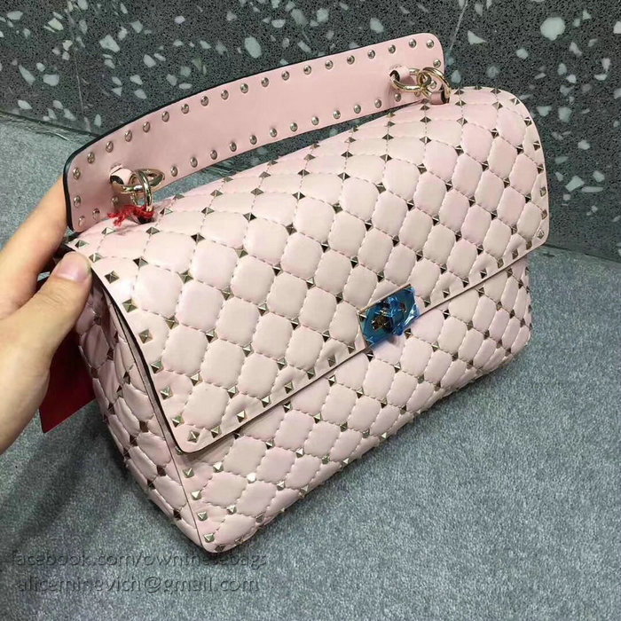 Valentino Lambskin Garavani Rockstud Spike Chain Bag Pink V0121