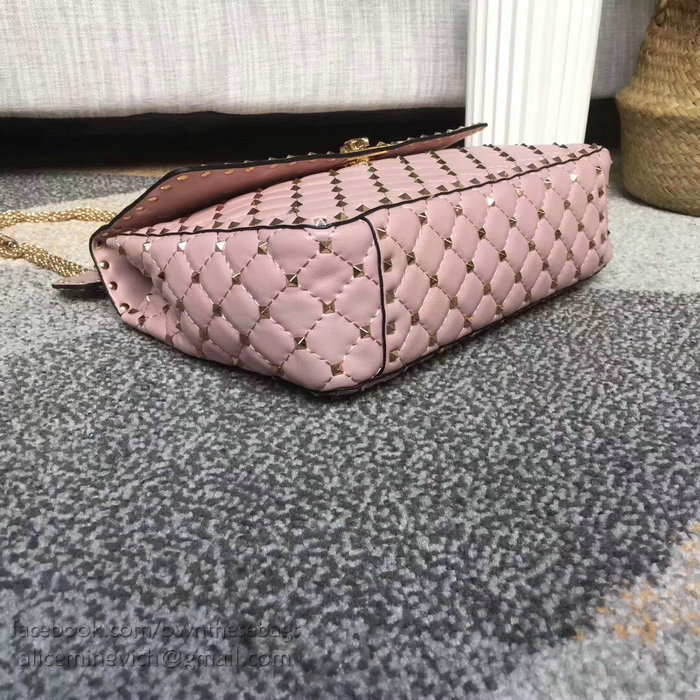 Valentino Lambskin Garavani Rockstud Spike Chain Bag Pink V0121