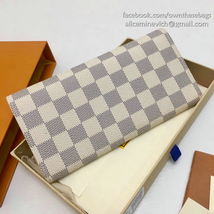 Louis Vuitton Damier Azur Emilie Wallet Rose Ballerine N41625