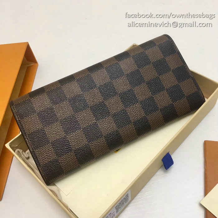 Louis Vuitton Damier Ebene Canvas Emilie Wallet N63544