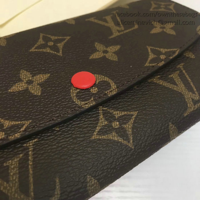 Louis Vuitton Monogram Canvas Emilie Wallet Light Red M60697