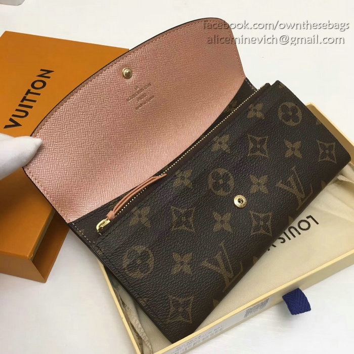 Louis Vuitton Monogram Canvas Emilie Wallet Metallic Pink M60697