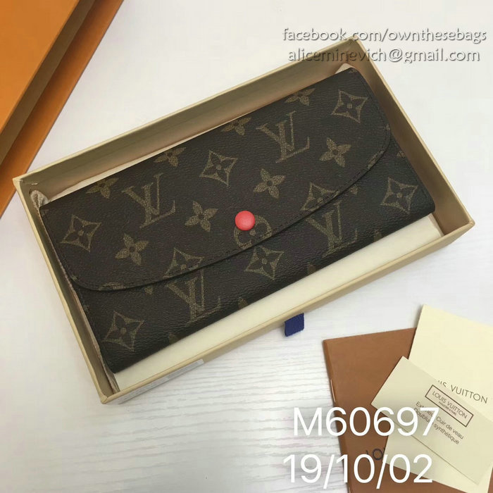 Louis Vuitton Monogram Canvas Emilie Wallet Red M60697