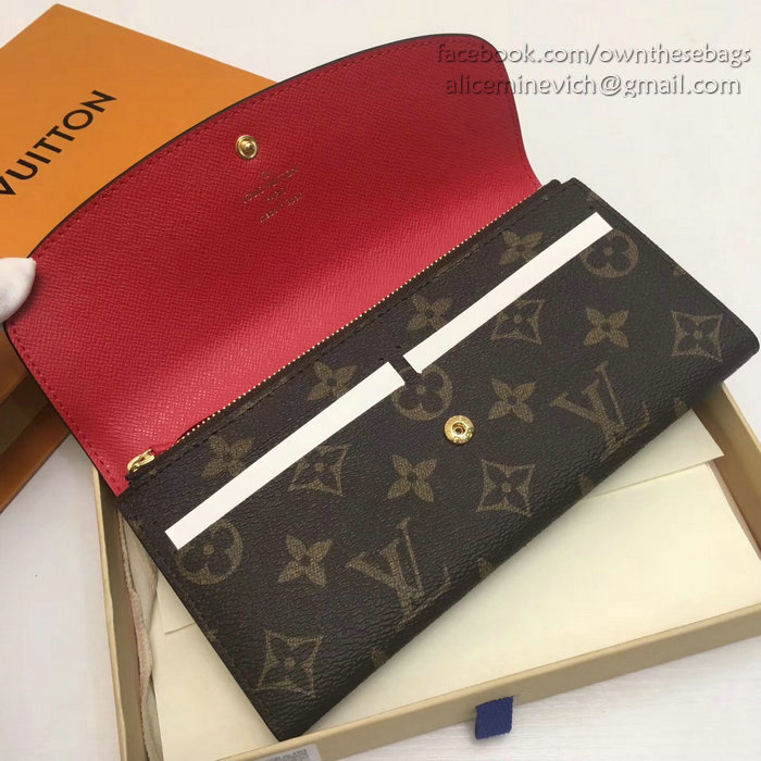 Louis Vuitton Monogram Canvas Emilie Wallet Red M60697