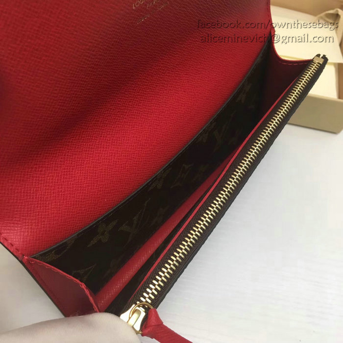 Louis Vuitton Monogram Canvas Emilie Wallet Red M60697