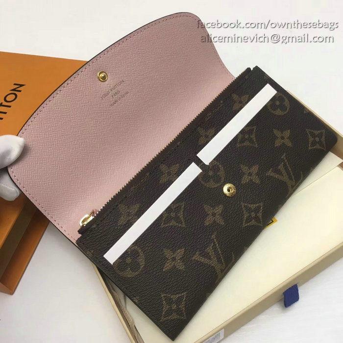 Louis Vuitton Monogram Canvas Emilie Wallet Rose Ballerine M60697