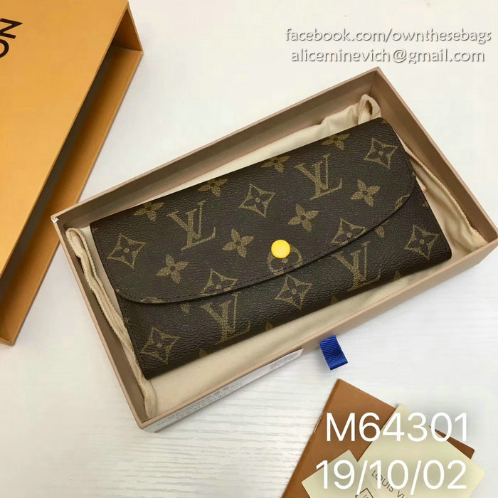 Louis Vuitton Monogram Canvas Emilie Wallet Yellow M60697