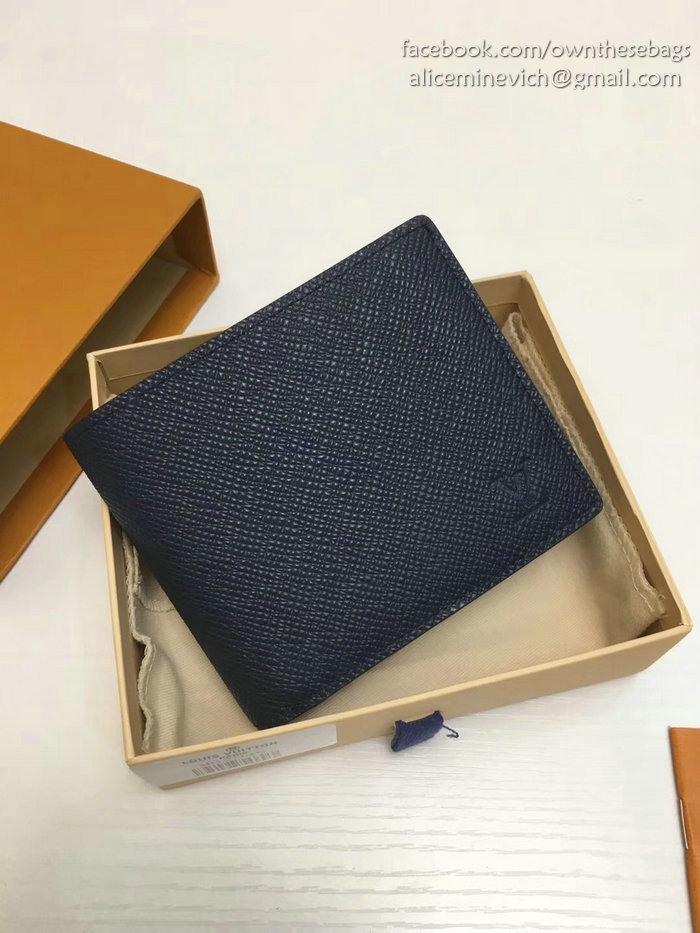 Louis Vuitton Taiga Leather Amerigo Wallet Blue M62045