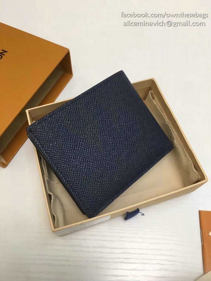 Louis Vuitton Taiga Leather Amerigo Wallet Blue M62045