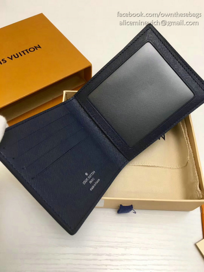 Louis Vuitton Taiga Leather Amerigo Wallet Blue M62045