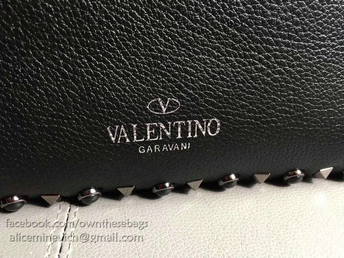 Valentino Guitar Rockstud Rolling Double Reversible Tote Black V0501