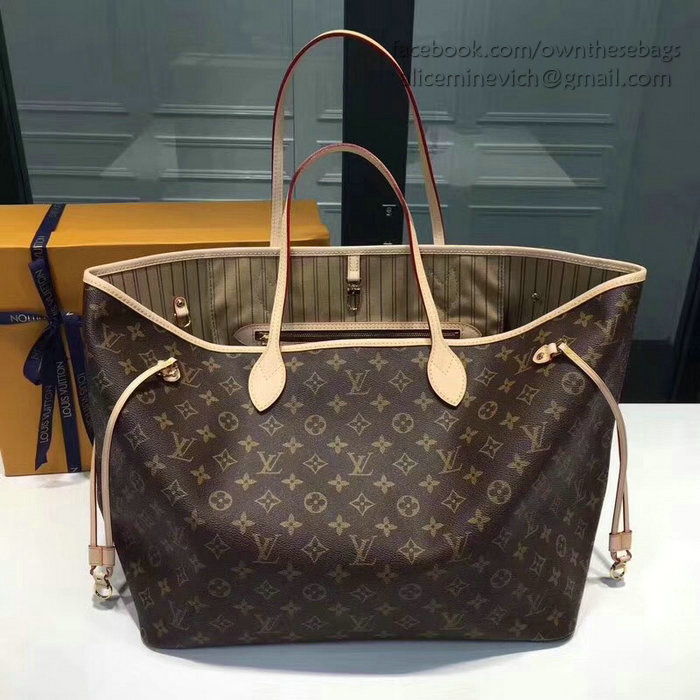 Louis Vuitton Monogram Canvas Neverfull GM M40990 with Beige interior