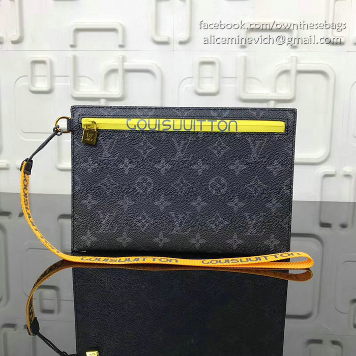 Louis Vuitton Monogram Canvas Ribbon Pouches Black MM M68004