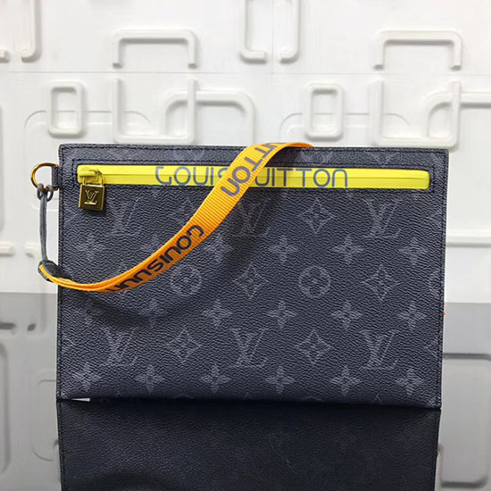 Louis Vuitton Monogram Canvas Ribbon Pouches Black MM M68004